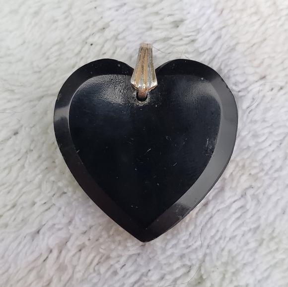 Mid-Century Etched Glass Heart Pendant - Picture 2 of 3